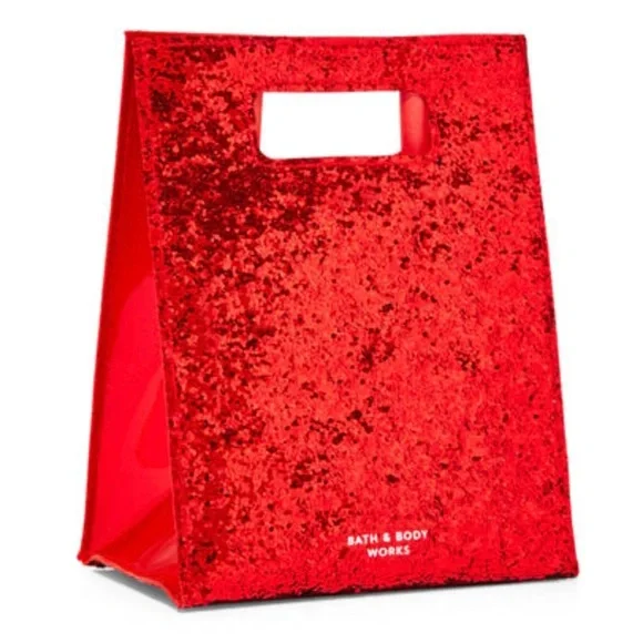 BBW Red Mini Glitter Gift Bag Reusable Bath Body Works